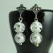 Murano Glass Winter Silver White Earrings Sway from Marcasite Three Point Fan Post, Sterling Silver