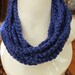 Cowl of Crocheted Chains Neckwarmer in Cobalt Blue Rope Necklace 28 Inch Circumference