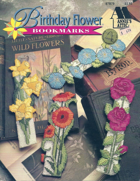 Plastic Canvas Birthday Flower Bookmarks Designs Leaflet