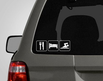 Eat, Sleep, Swim Decal - Swim Decal - Swimmer Sticker - Swimming - Vinyl Car Decal BAS-0140