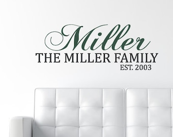 Family Name in Script with Year Established Personalized Wall Decal - WAL-2130
