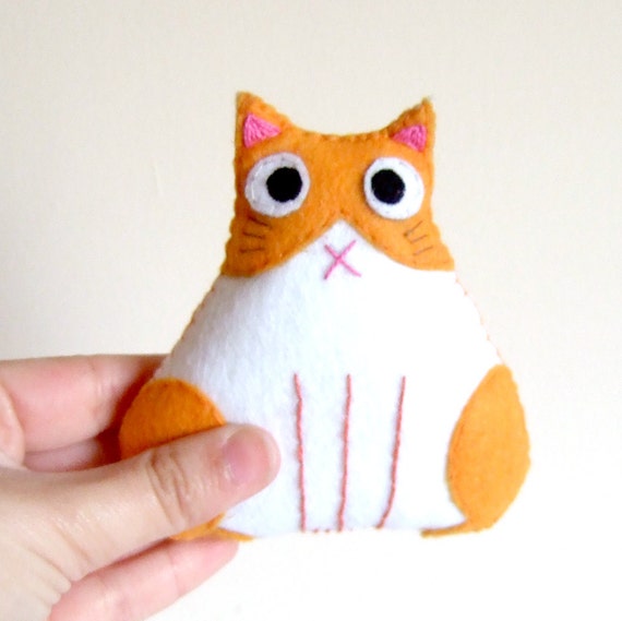 White and Orange fat cat plushie by yael360 on Etsy