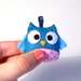 pink and blue happy owl keychain plushie