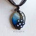 OOAK Dawn gothic blue agate wire wrapped pendant
