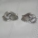 Vintage Crown Trifari Silvertone Feather Clip Earrings
