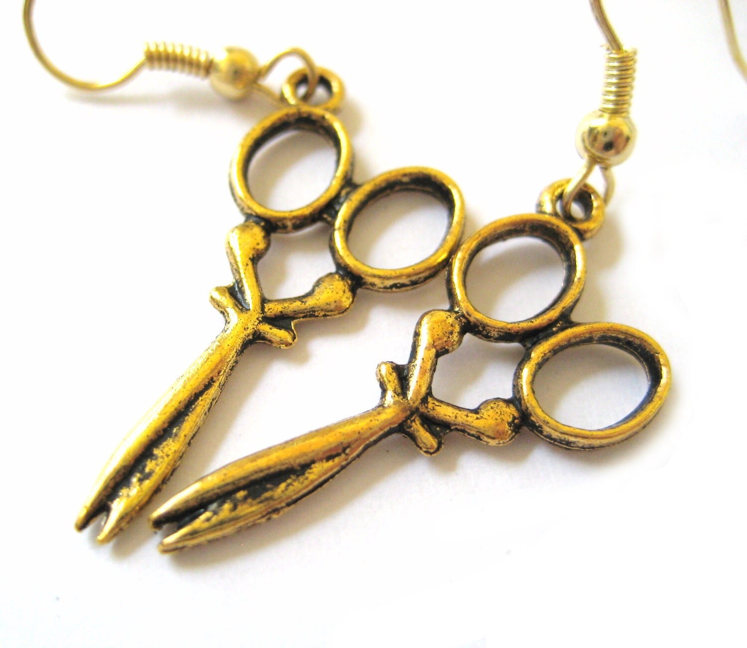 Gold Scissors Jewelry Scissor Earrings Kitsch Earrings Crafty