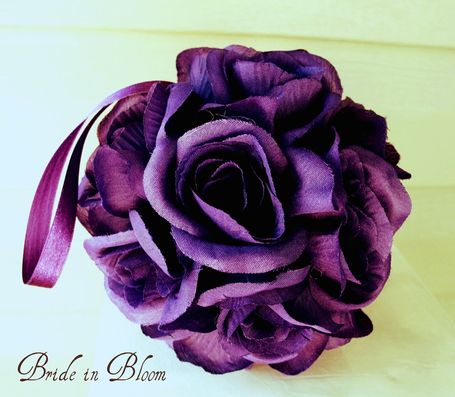Wedding flower balls flower girl pomander purple bouquet