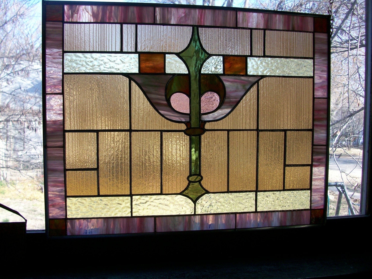 arts and crafts stained glass panel