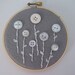 2 hand embroidered simple white flowers wall hoop art