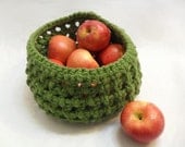 Crochet Fruit Basket Centerpeice Table Decoration in Olive Green