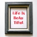 Cherry Apple Red - Life is Beautiful Hand Press Block Print 8 x 10 Home Decor