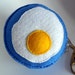 SALE - Pin cushion - Fried Egg on brilliant blue felt