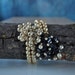 50's Ivory Pearl and Black Bead Memory Wire Wrap Yin Yang Bracelet Mad Men
