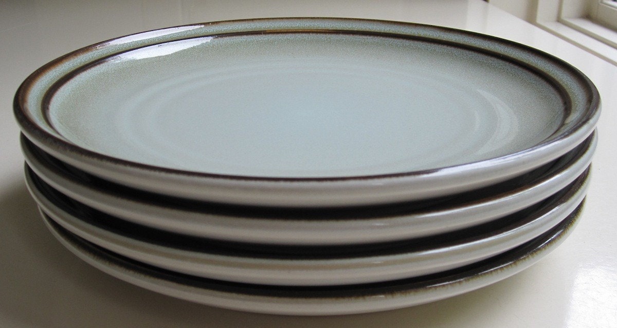 4 Noritake Stoneware Watercress Salad Plates