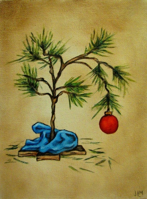 charlie brown style christmas tree original oil painting charlie brown style christmas tree original oil painting