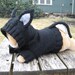 A hooded dog sweater with decorative kitty ears and tail