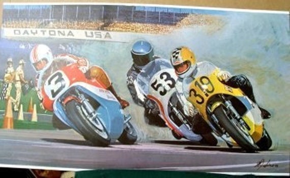 1975 Daytona 200 Speedway Motorcycle Race AMA Gene Romero