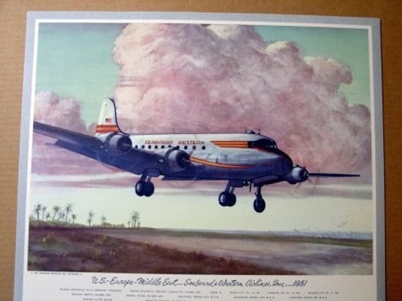 1951 Seaboard Western Airlines DC4 Freight Plane