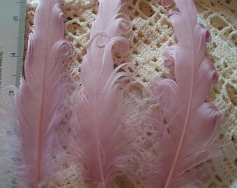 3 Loose Nagorie Feathers - Dusty Rose Pink