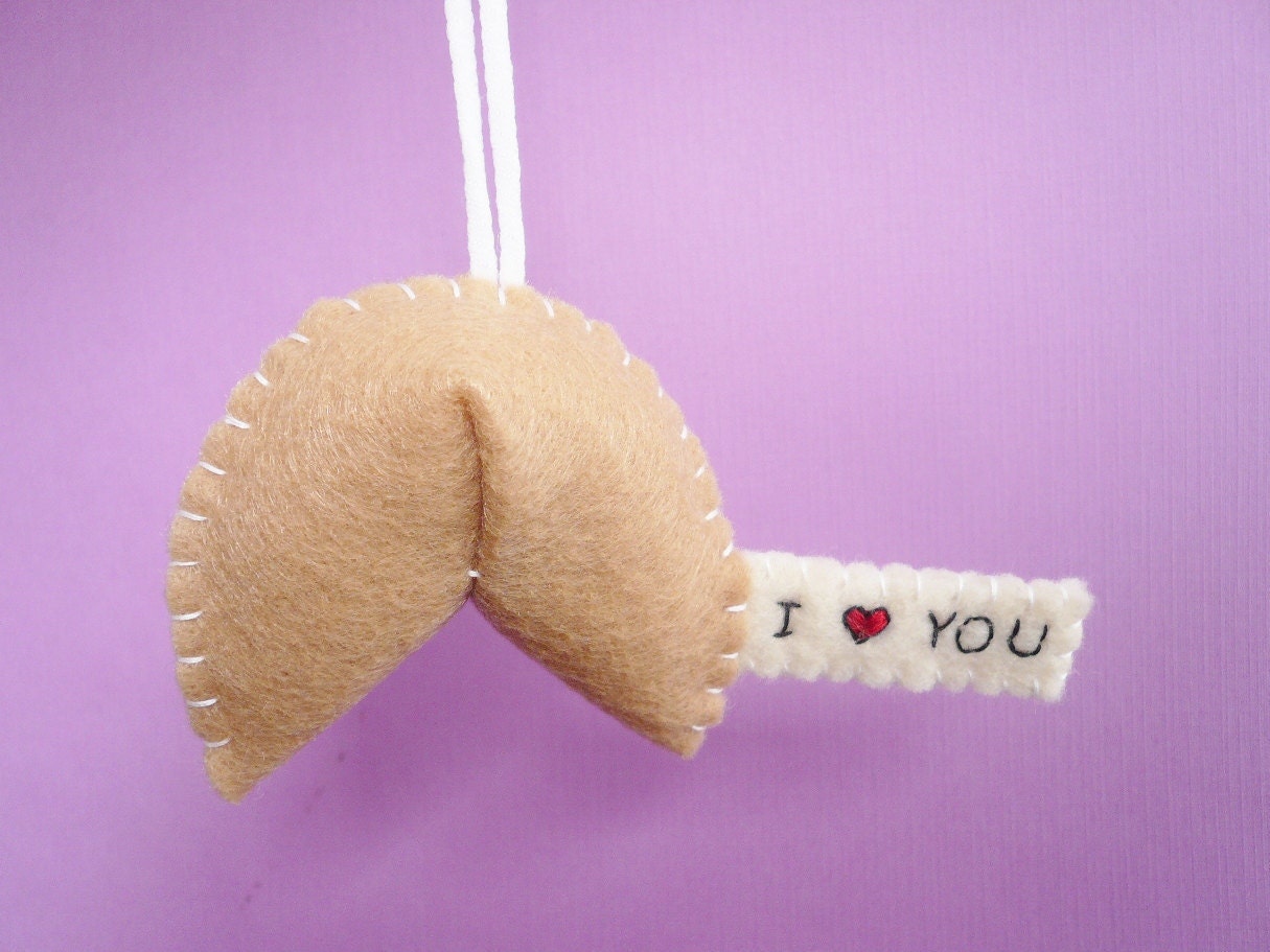 I heart you Fortune Cookie ornament decoration gift