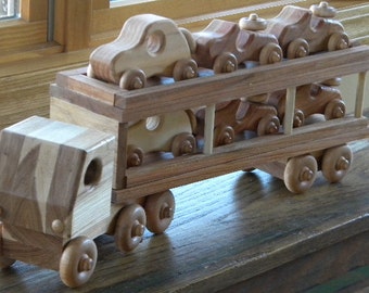 Loads Of Fun Wooden Toy Car Hauler - Various Hardwoods
