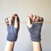 Grey Fingerless gloves, mittens handknitted with wool