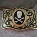 Antique Gold Steampunk Skull And Crossbones Cameo Belt Buckle