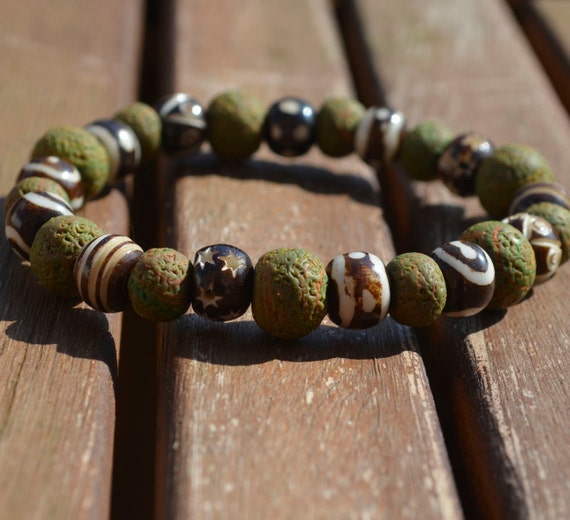 Handmade Mens Camo Tribal Bracelet