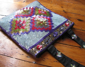 Small Tote Made of Sequins and Dupioni Silk