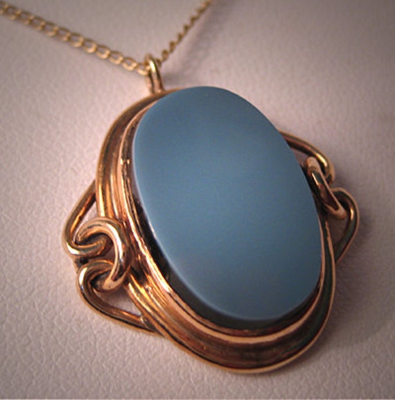 Antique Gold Fob Necklace Victorian Art Nouveau Pendant