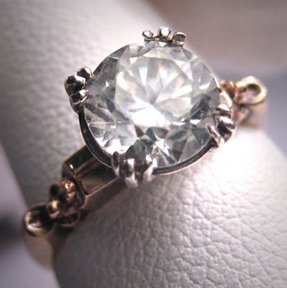 Items similar to Antique White Sapphire Wedding Ring Vintage Art Deco ...