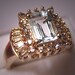 ON SALE Estate Aquamarine Diamond Ring Vintage Gold Jewelry 7 Wedding Ring
