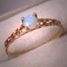 Estate Opal Gold Pinky Ring Yellow Filigree Jewelry