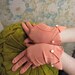 1950s Gloves - Wrist Length - Pale Peach Nylon w. Button Detail