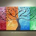 Original Tree of Life Painting Four Seasons Abstract Art 48x24 Modern Contemporary Texture Painting Made to Order by OTO