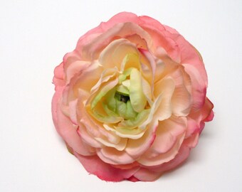 Silk Flowers - One Pink Silk Ranunculus - 3.75 Inches - Artificial Flowers