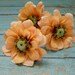 Silk Flowers - Three REAL FEEL Zinnias in Peach - 3 Inches - Top Quality