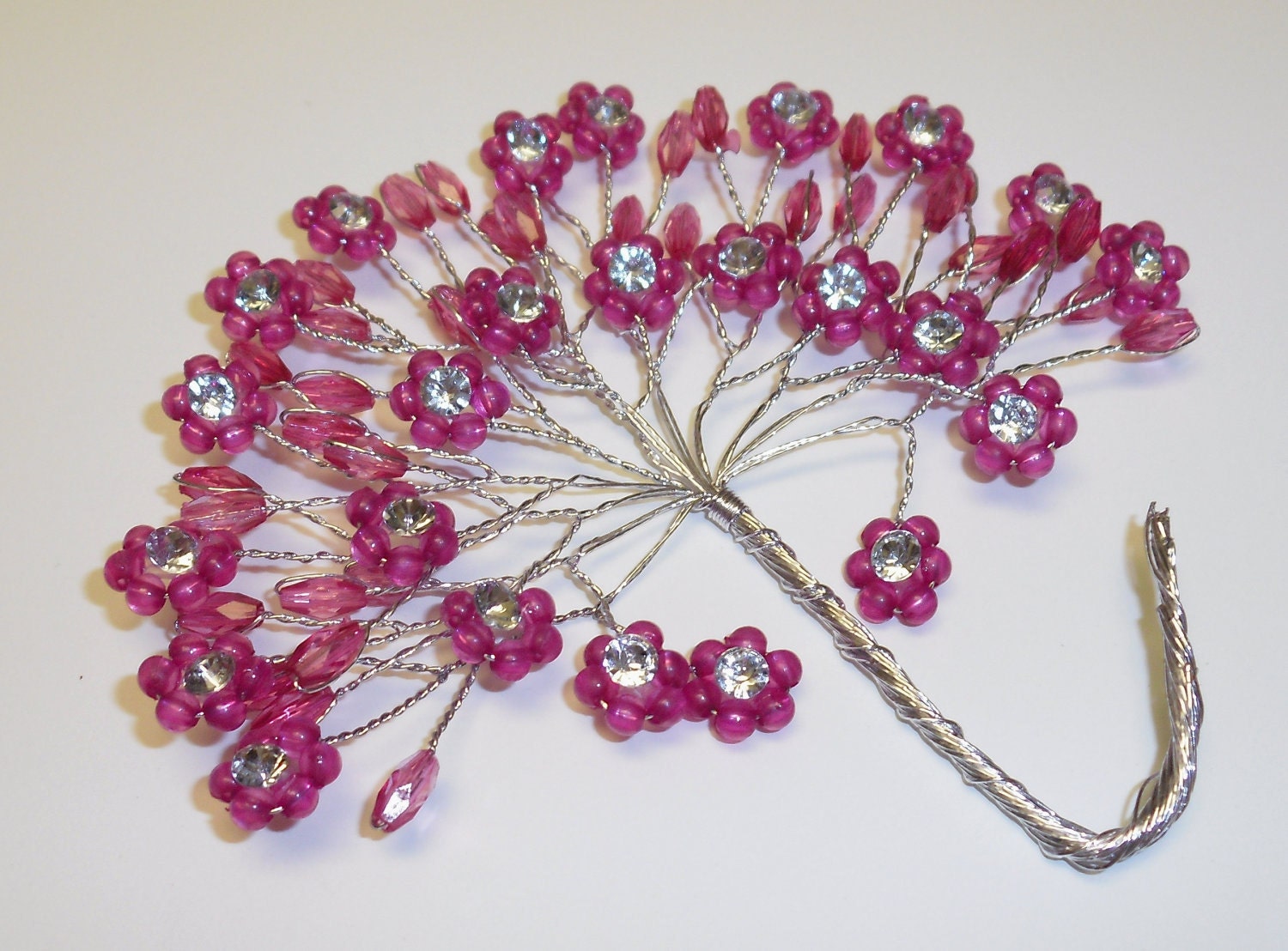 Acrylic Bead Flower Spray with Silver Wire Stem Pack of 12