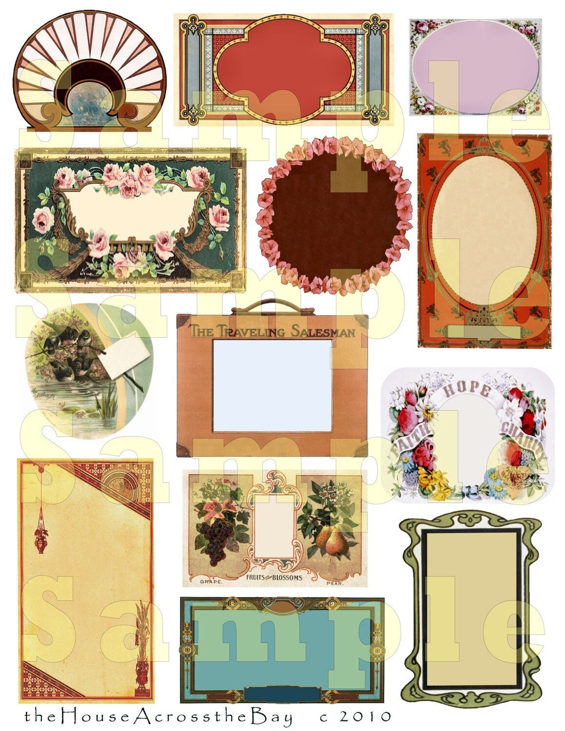 Vintage Frames Cartouches Digital Collage Printable Instant