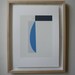Study with blue curve, geometric original handmade screenprint in blues, greys and cream