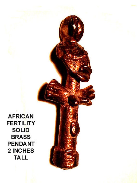 Vintage AFRICAN Fertility GOD Solid Brass PENDANT Hand Made