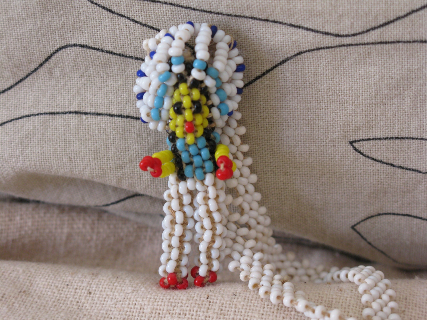 Indian beaded doll necklace white