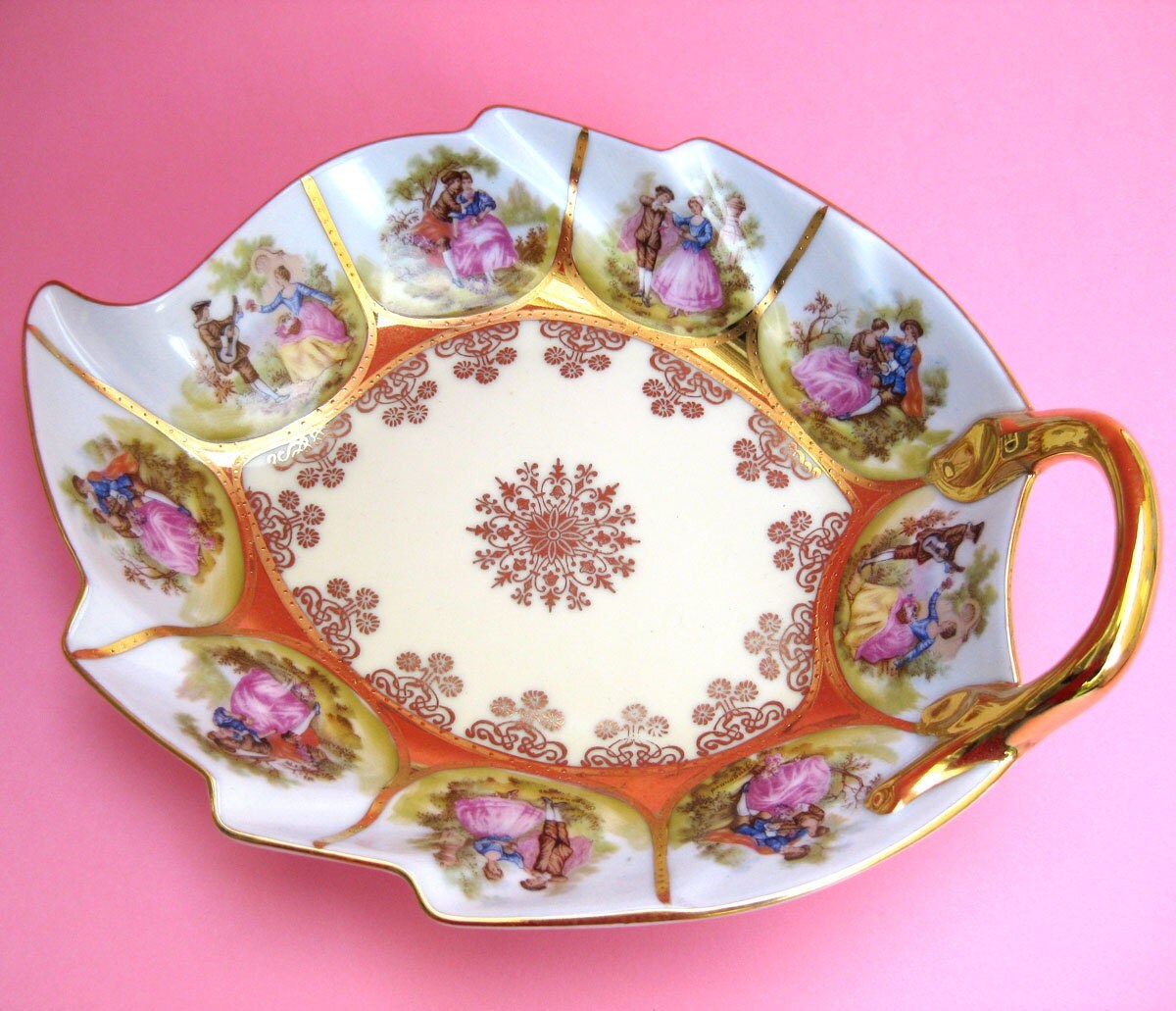 Regal Love Story Vintage Porcelain Candy Dish by aquamarinedream