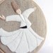 Embroidery Hoop Art - Whirling Dervish - Semazen Wall Hanging - Rumi, Sufi, Wall Art - White, beige, natural