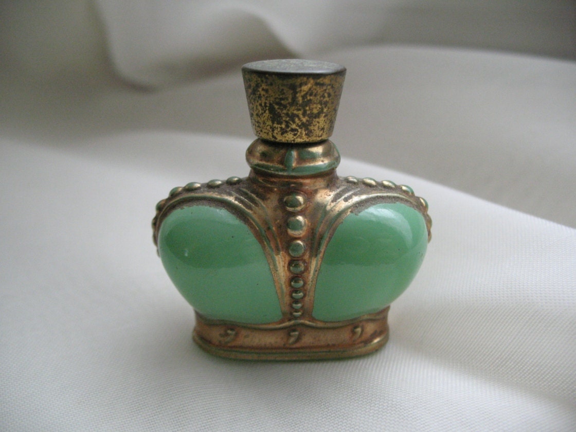 Vintage Green Glass Perfume Bottle