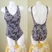 Vintage Onepiece Swimsuit Grey & Pink Bathing Suit M/L