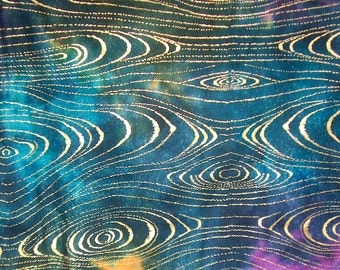 Half yard Gold swirl batik fabric for quilting and sewing