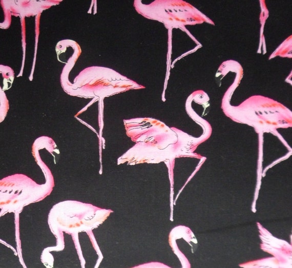 Pink Flamingo Fabric Cotton Material Blank