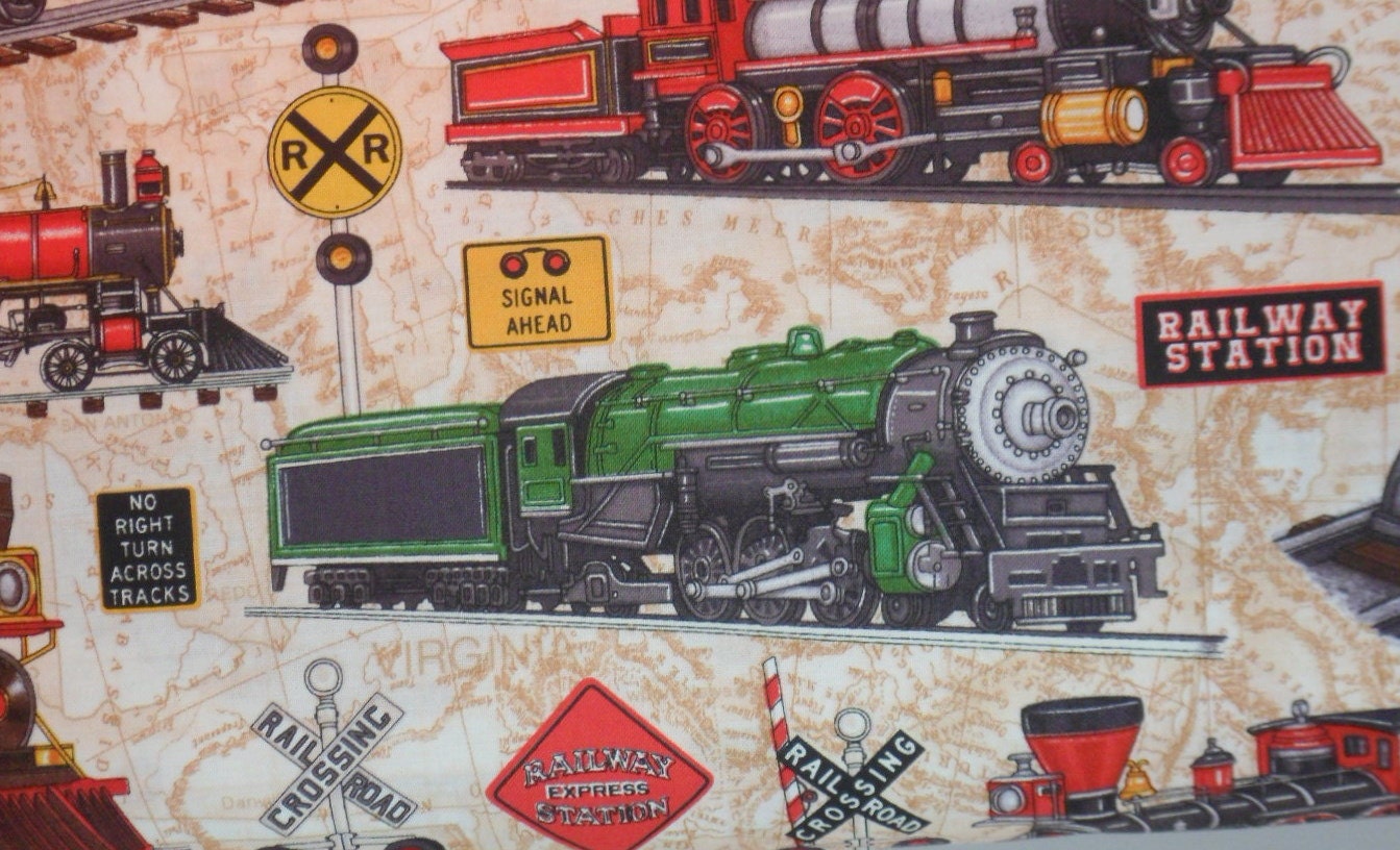 Trains Cotton Fabric Just Train Crazy RJR Fabrics
