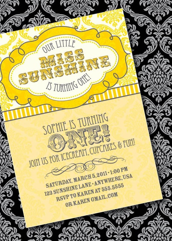 DIY Printable Little Miss Sunshine Birthday Invitation Il_570xn